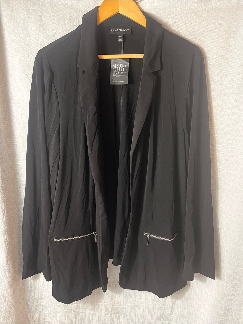 Lane Bryant Black Open-Front Blazer with Silver Zip Details PLUS SIZE 18-20